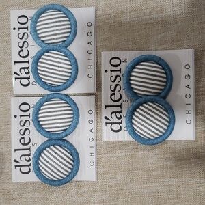 Lot of 3 Fabric Button Earrings.